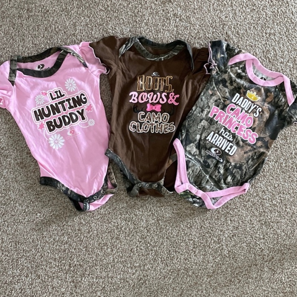 Baby girls hunting onesies